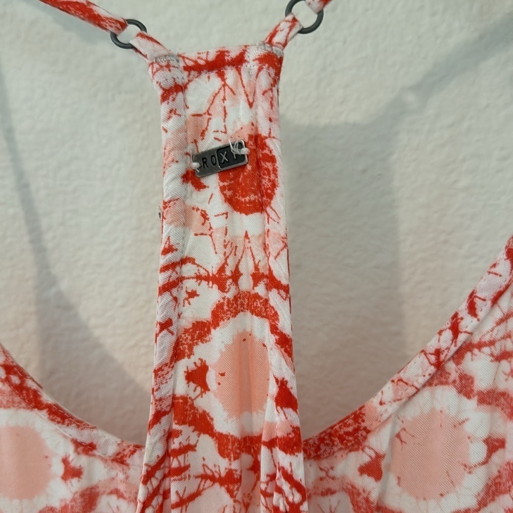Roxy Coral and White Racerback Tiered Mini Dress size M - Picture 5 of 5